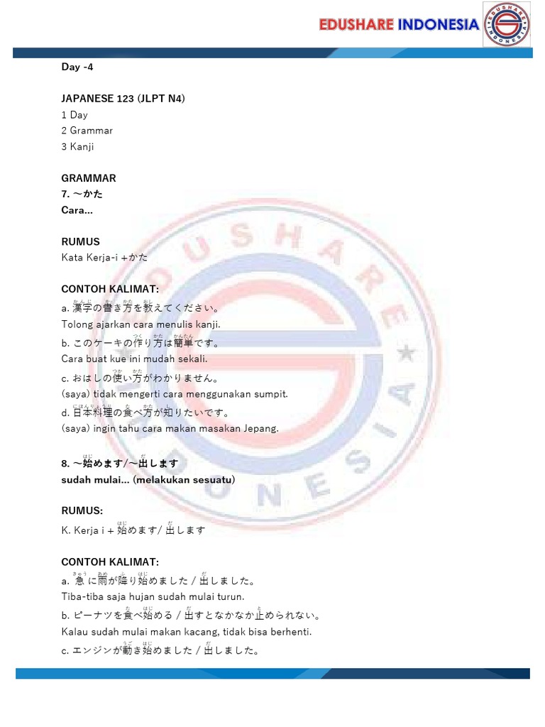 JLPT N4 Day - 04 | PDF