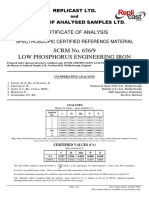 SCRM No. 656/9 Low Phosphorus Engineering Iron: Certificate of Analysis