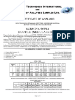 SCRM No. 666/12 Ductile (Nodular) Iron: L Certificate of Analysis