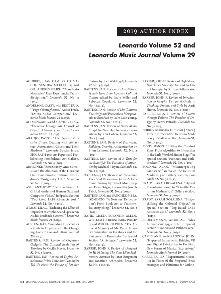 Leonardo Journal Volume 52