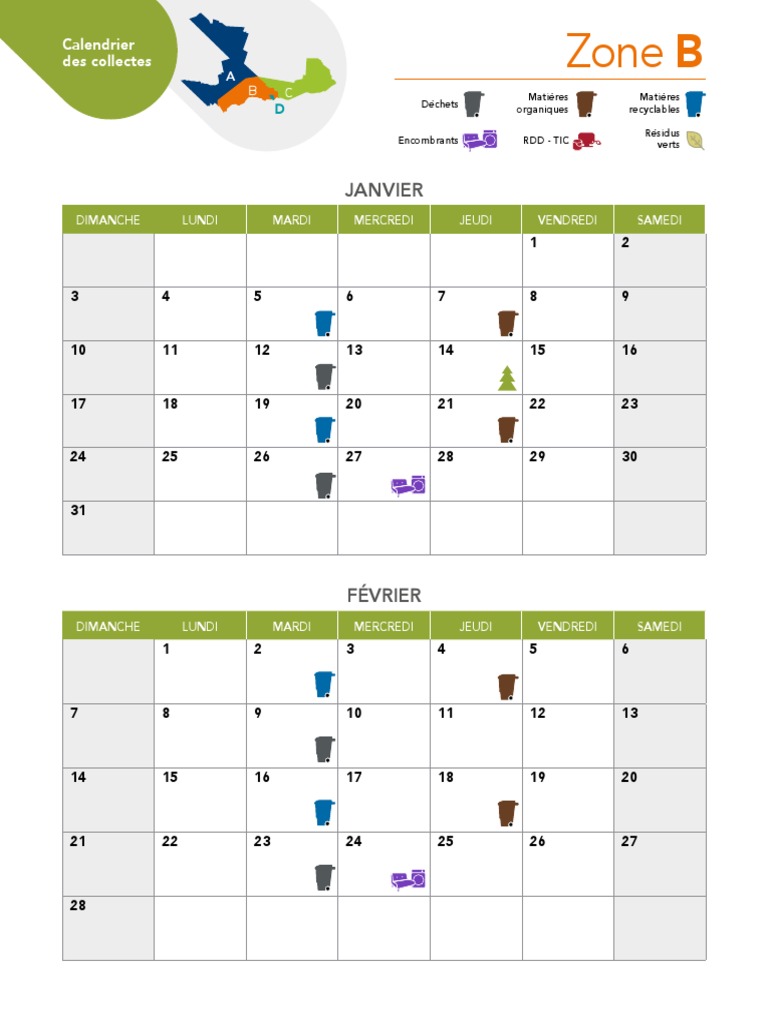 Calendrier Collectes Zone B | PDF | Recyclage | La violence