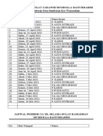 Jadwal Imam Sholat Tarawih Musholla Baiturrahim