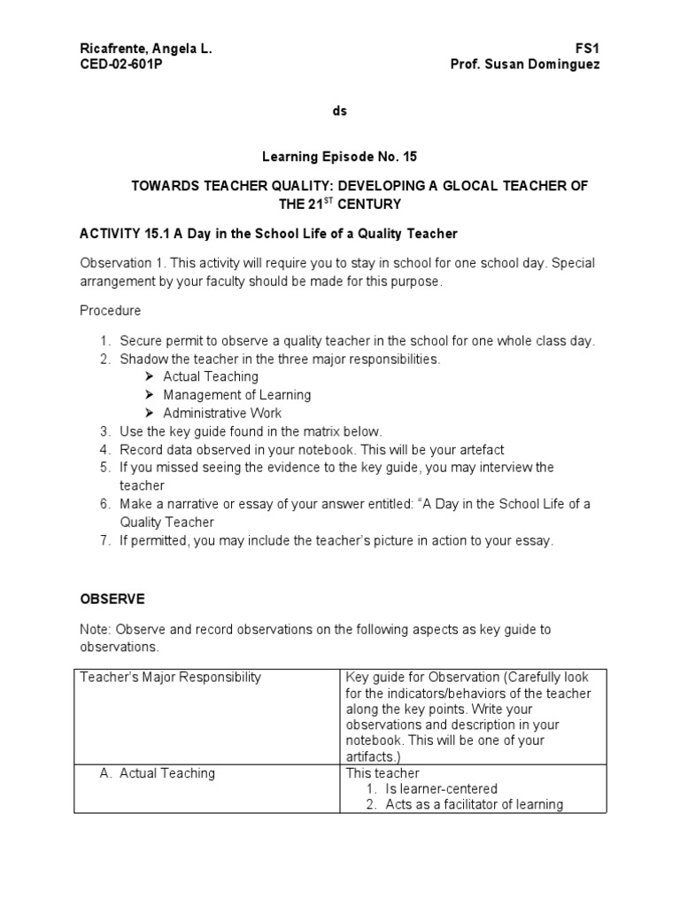 Class observation essay. Examples Of Classroom Observation Essay Essay