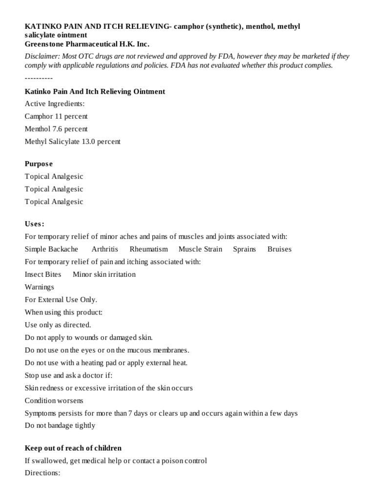 Katinko Pain Relief Ointment Details | PDF | Topical Medication | Analgesic