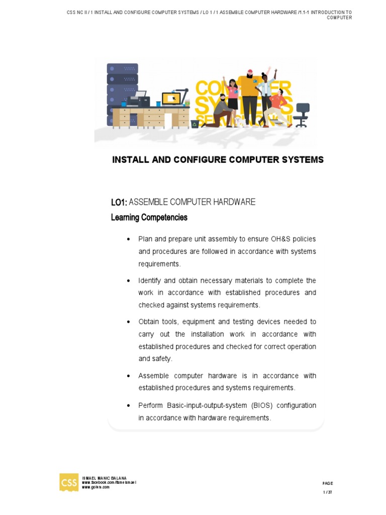 Install and Configure Computer Systems (ICCS) : Lo1: Assemble Computer ...