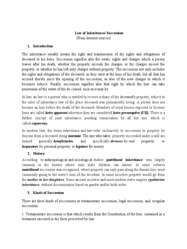 Understanding Inheritance and Succession Law | PDF | Inheritance ...
