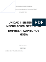 Unidad I: Sistema de Informacion Gerencial Empresa: Caprichos Moda