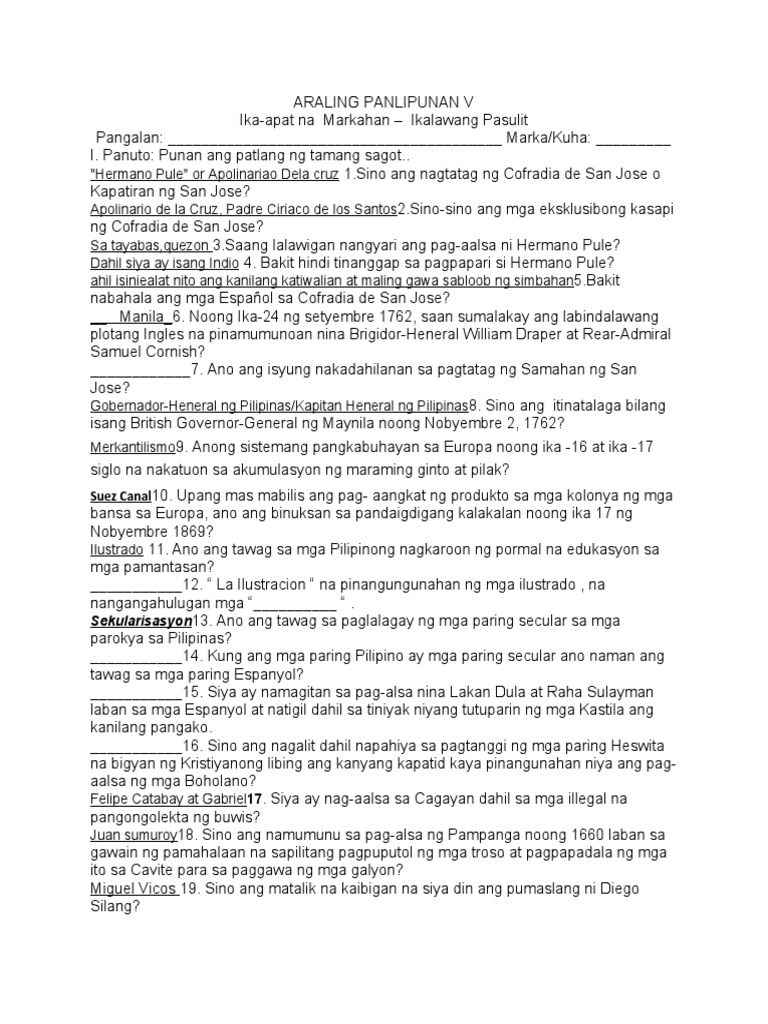 Araling Panlipunan V 4th Q 2 Pdf
