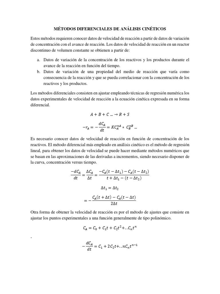 Análisis Cinético: Métodos Diferenciales | PDF | Cinética química ...