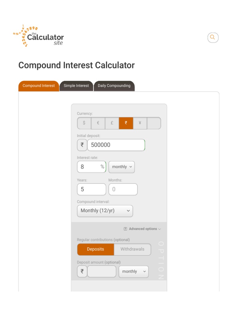 Compound Interest Calculator - Highly Rated | PDF | Compound Interest |  Interest