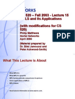 CS 520 - Fall 2003 - Lecture 15 MPLS and Its Applications (With Modifications For CS 520)
