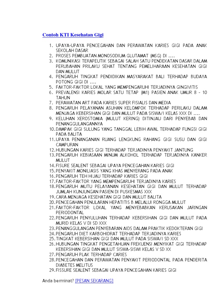 Contoh Kti Kesehatan Gigi