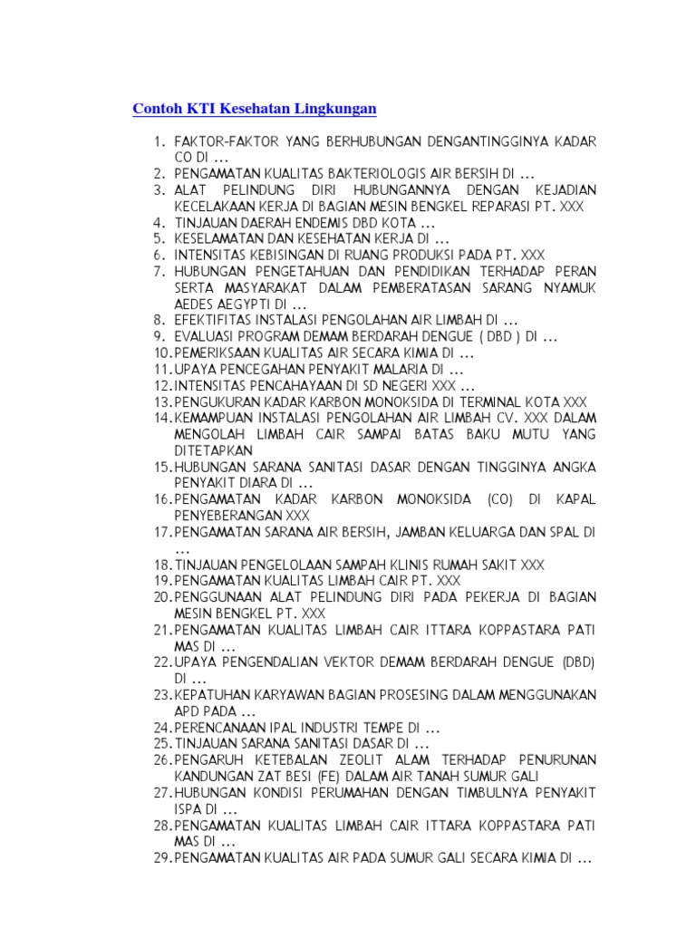 Contoh Kti Kesehatan Lingkungan