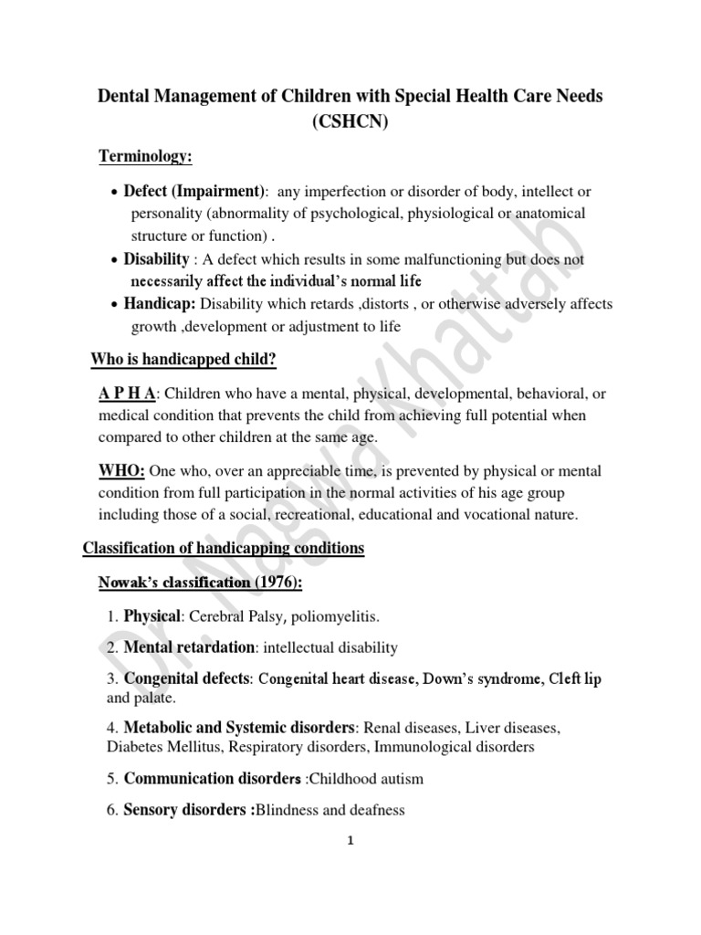 Management of Patients With Special Health Care Needs PDF Intellectual Disability Leukemia