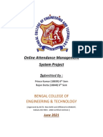 Online Attendance Management System Project Su: Bengal College of Engineering & Technology