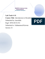 Lab Task #: 01 Course Title: Introduction To Bioinformatics