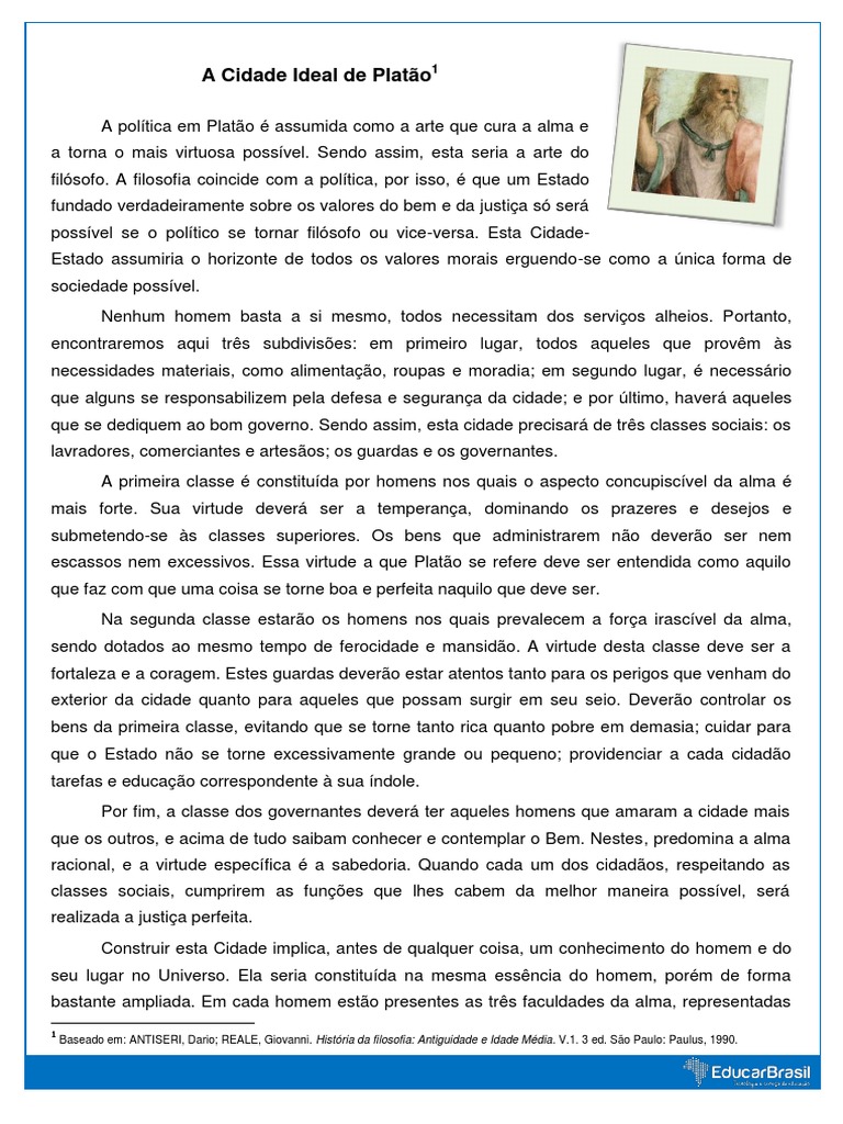 A Cidade Ideal | PDF | Platão | Realidade