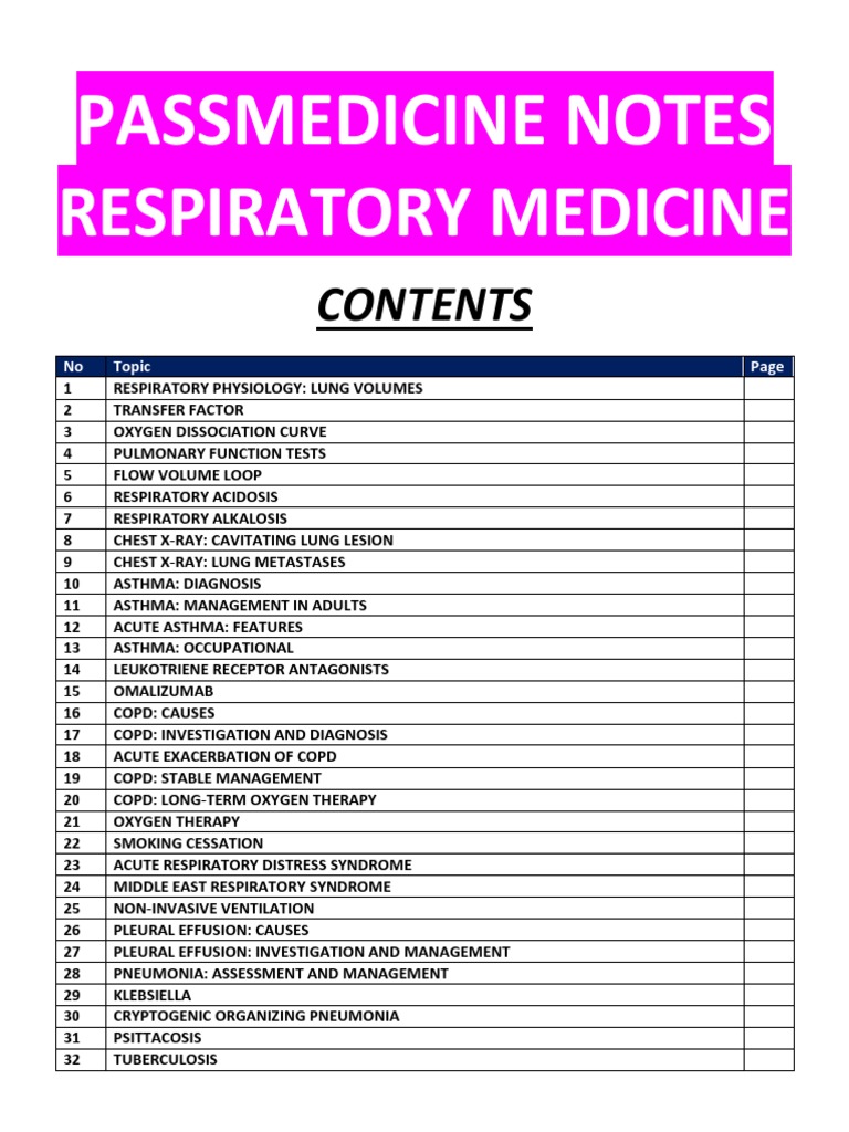 Passmedicine MRCP Notes-Respiratory Medicine | PDF | Chronic ...