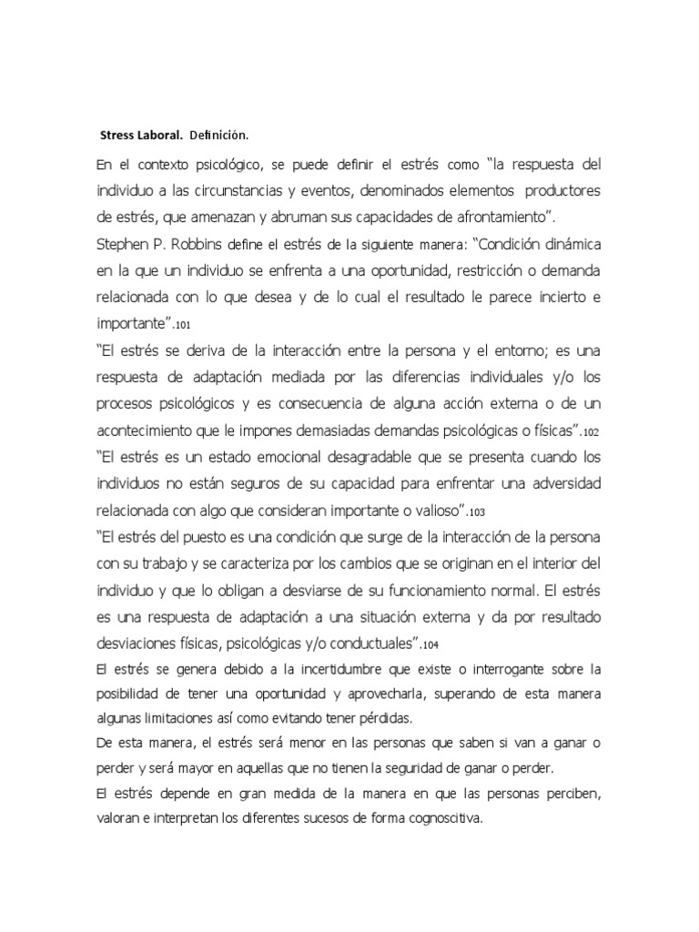 Definición de Estrés Laboral | PDF | Crecimiento personal y profesional