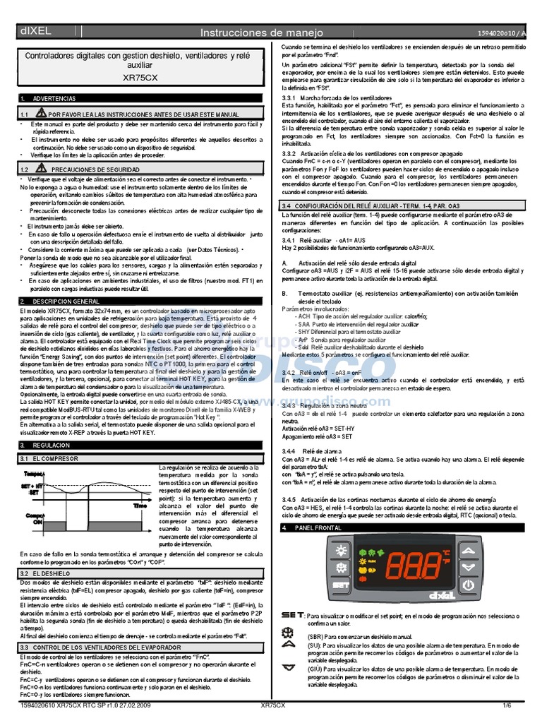 Dixell España XR75CX RTC SP r1 A 15 02 2011 PDF Relé Cantidades