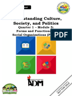 Understanding Culture, Society, and Politics: Quarter 1 - Module 5: Forms and Functions of Social Organizations (Part II)