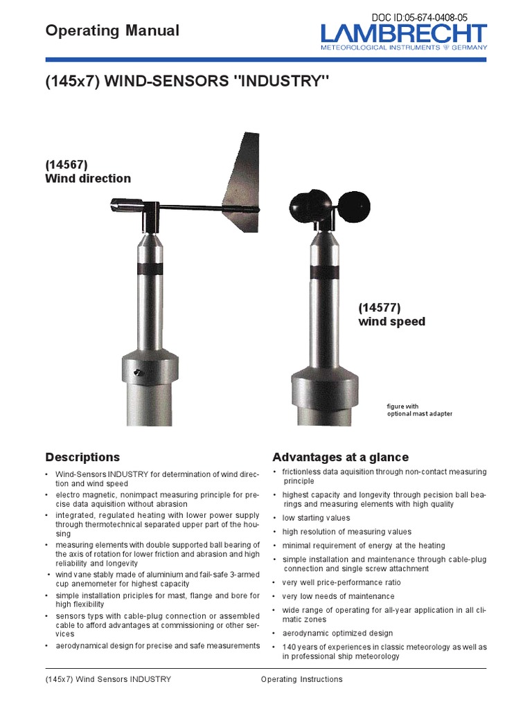 Operating Manual Operating Manual: Wind-Sensors INDUSTRY (145x7) | PDF ...