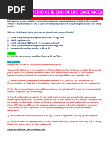 PASSMEDICINE MRCP MCQs-PALLIATIVE MEDICINE AND END OF LIFE CARE