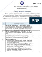 Checklist On Operating Inspections - Operating Branch, Mumbai Division