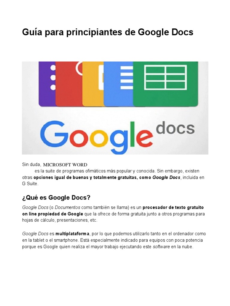 Como Usar Google Docs Guia Manual y Tutorial para Principiantes | PDF ...