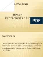 excepciones e incidentes  (penal) Bolivia