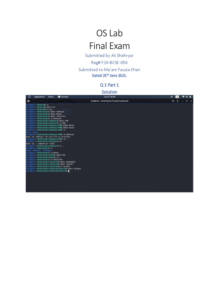 Os Lab Finals - Ali Shehryar - F16 BCSE 056 | PDF