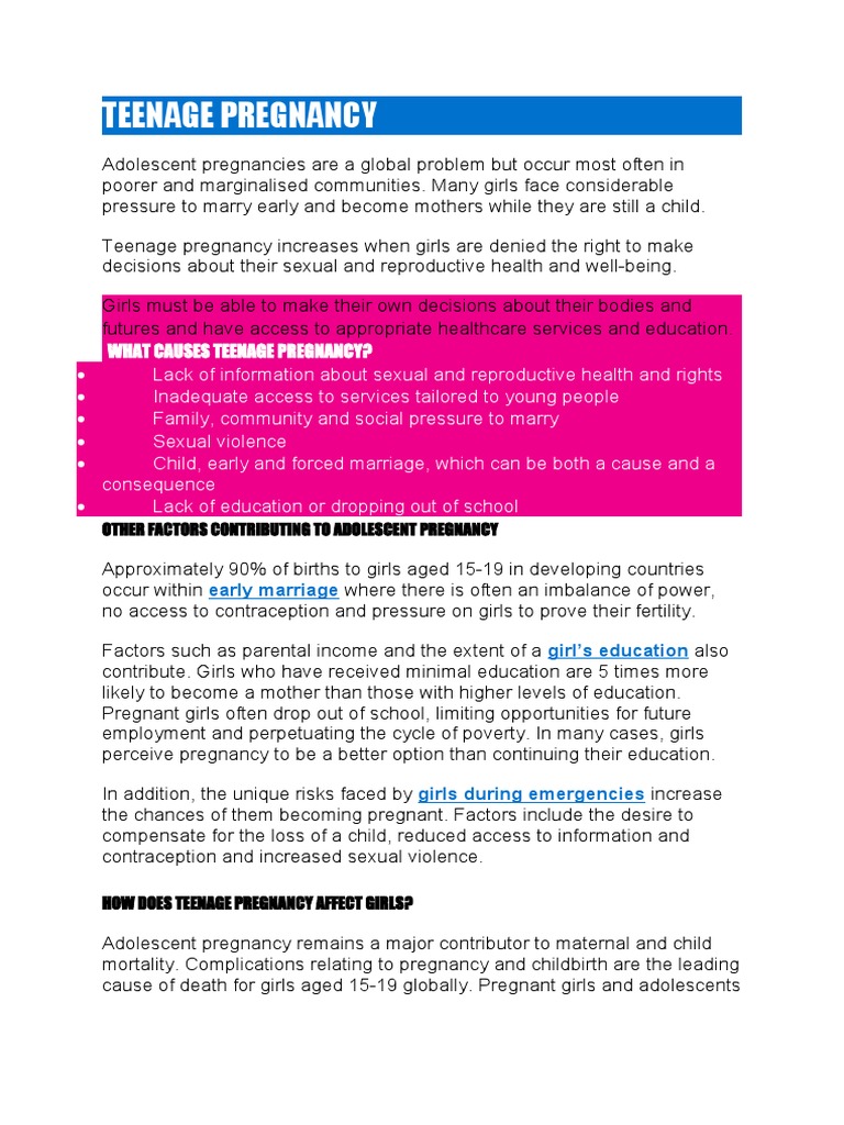 What Causes Teenage Pregnancy? | PDF | Teenage Pregnancy | Reproductive ...
