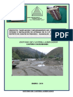 Estudio de cantera agregados para ampliación y mejoramiento del sistema de agua potable e instalación de letrinas en Perlapampa