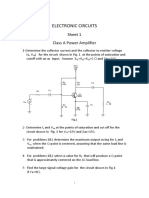 Electronic Circuits: Sheet 1 Class A Power Amplifier