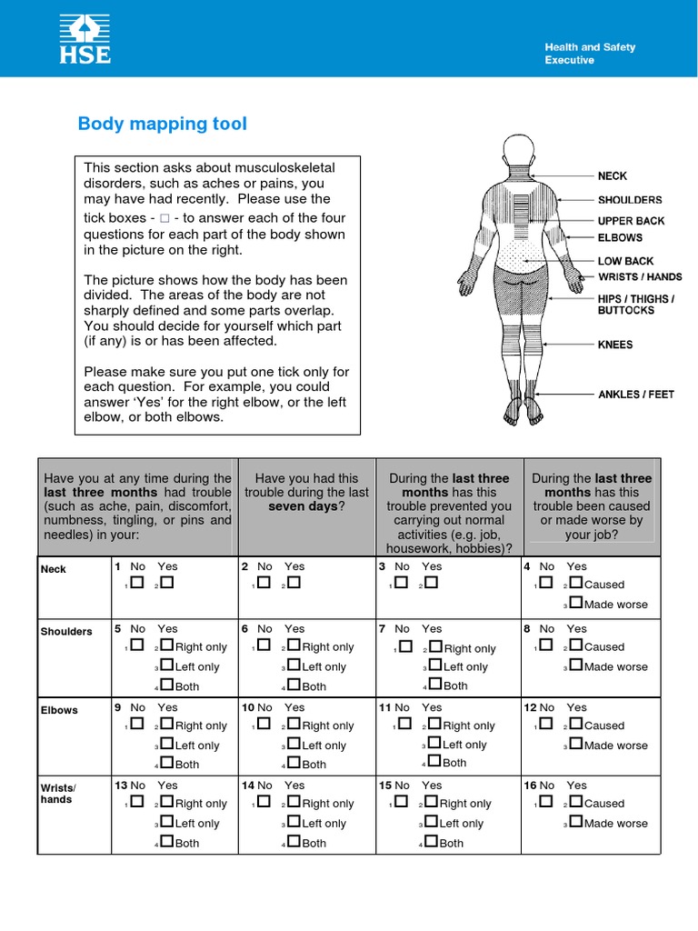 Nordic Body Mapping Questionnaire | PDF | Dance Science | Medical ...