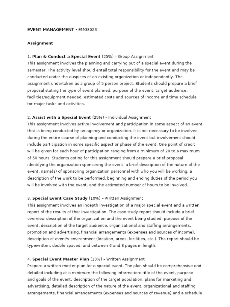 EVENT MANAGEMENT Assignment | PDF | Business