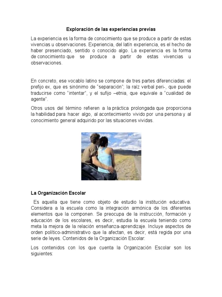 Significado de la experiencia previa | PDF | Institución | Sistema