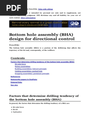 Bottom Hole Assembly (BHA) Design for Directional Control-1
