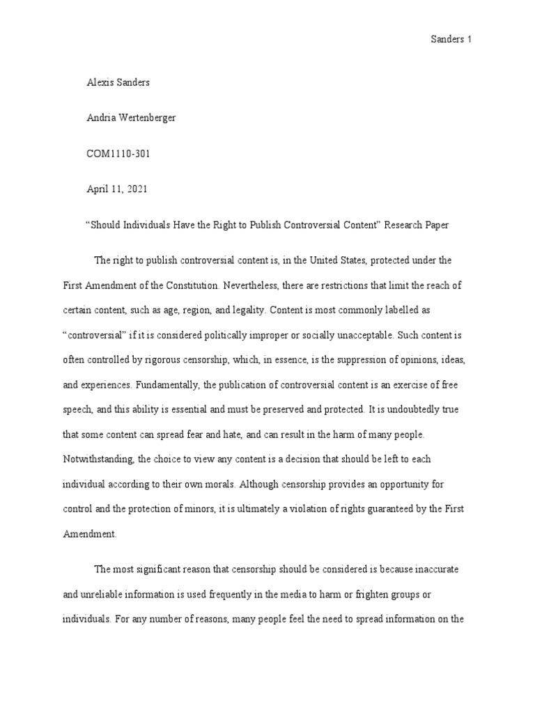 Controversial Content Rights | PDF | Censorship | First Amendment To ...