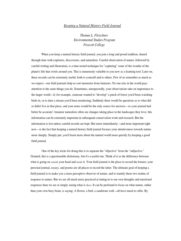 How To Take Field Notes Pdf Science Nature