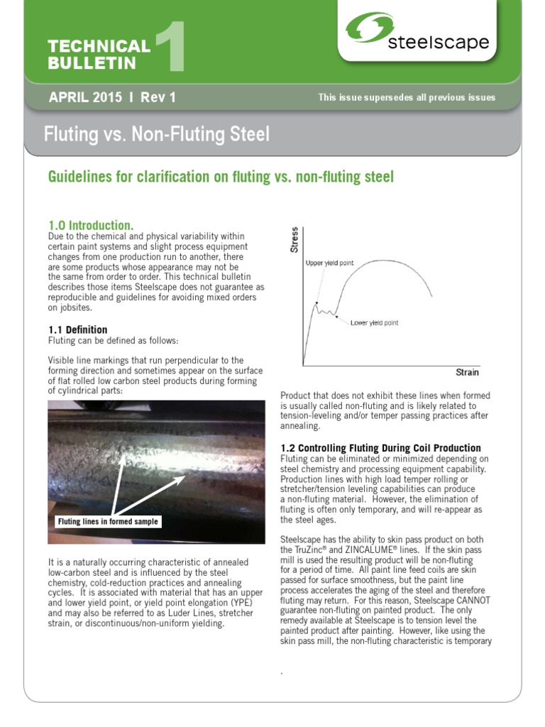 Fluting Vs NonFluting Steel Technical Bulletin PDF Annealing