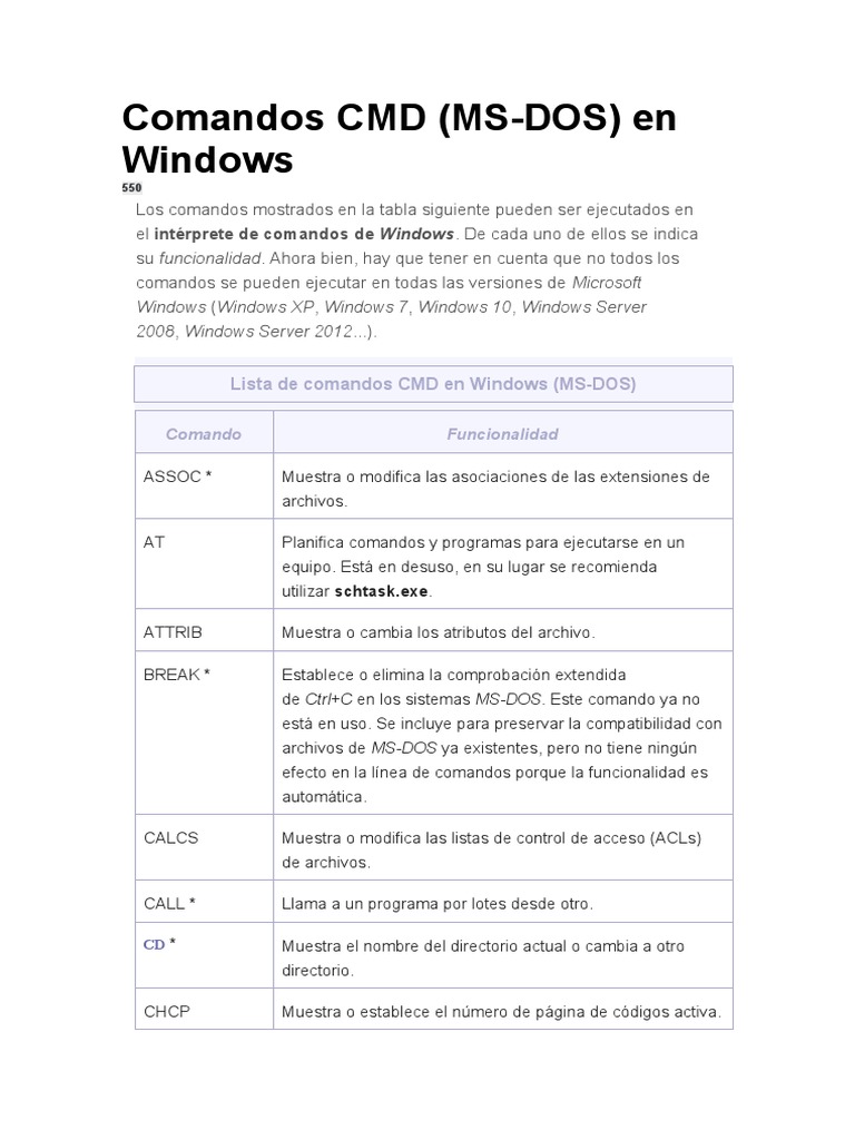 Comandos CMD en Windows: Guía Rápida | PDF | Archivo de computadora ...