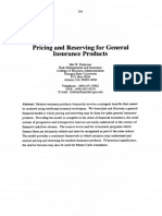 Pricing and Reserving For General Insurance Products