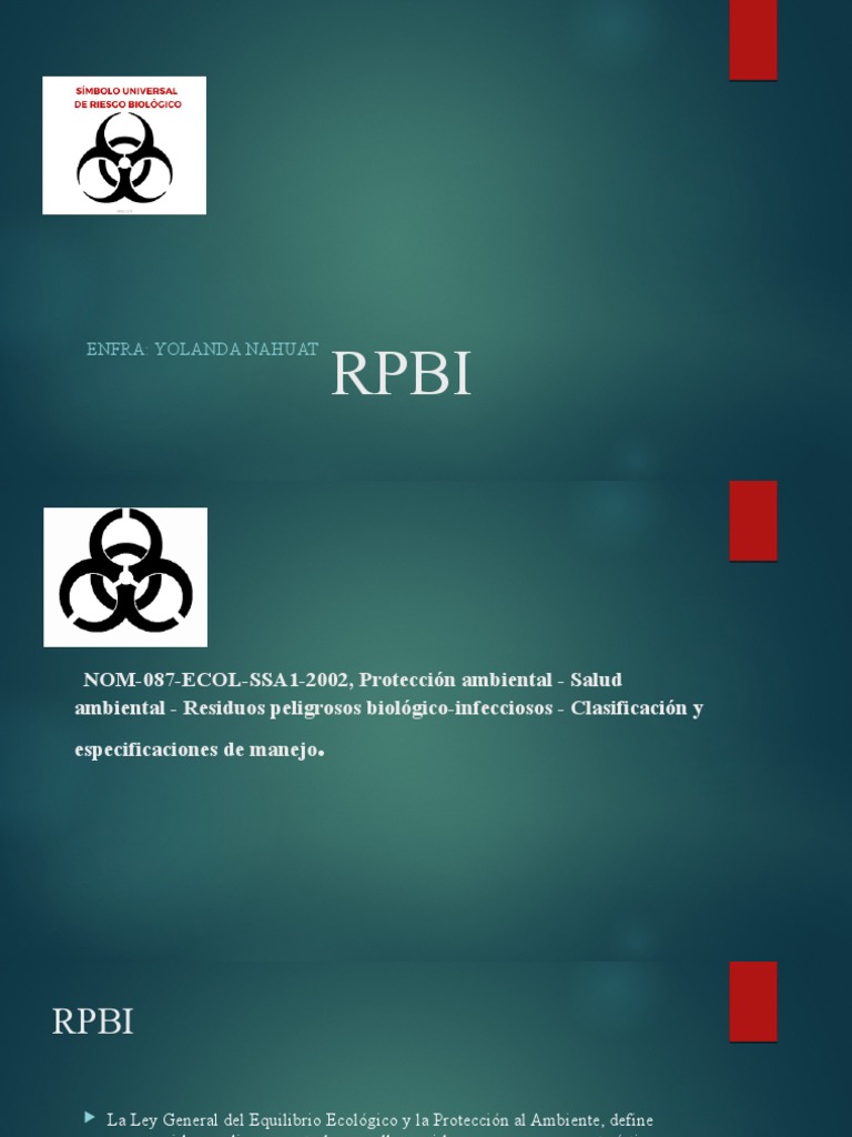 Clasificación y Manejo de RPBI | PDF | Residuos | Salud pública