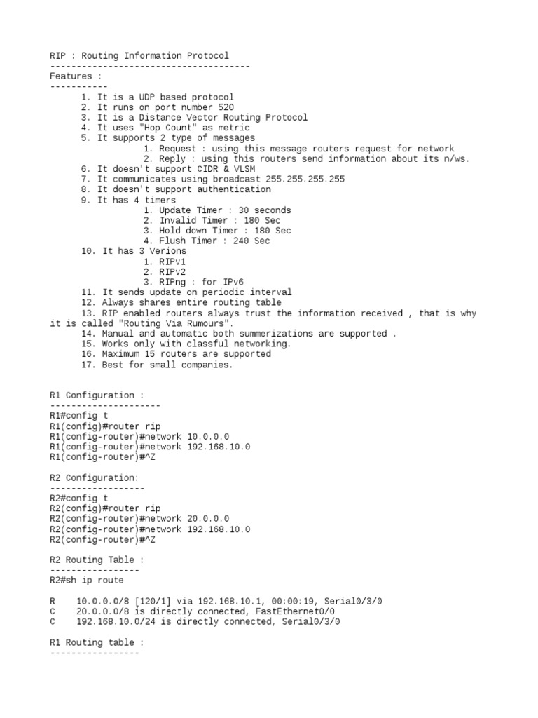 RIP Protocol for Small Networks | PDF | Business | Computers