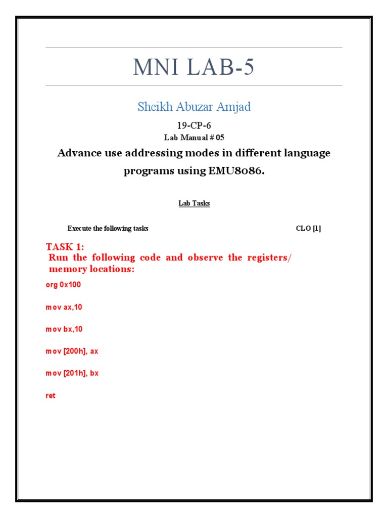 Advanced Addressing Modes in EMU8086 | PDF | Array Data Structure ...