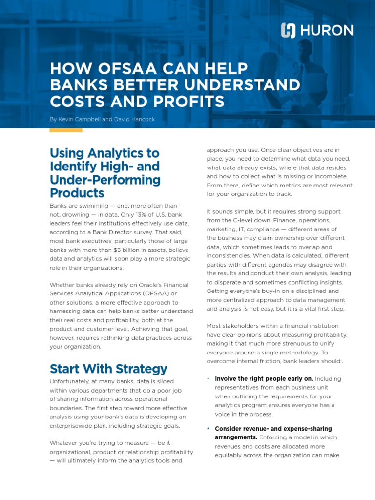 How OFSAA Can Help Banks Better Understand Cost and Profits Huron ...