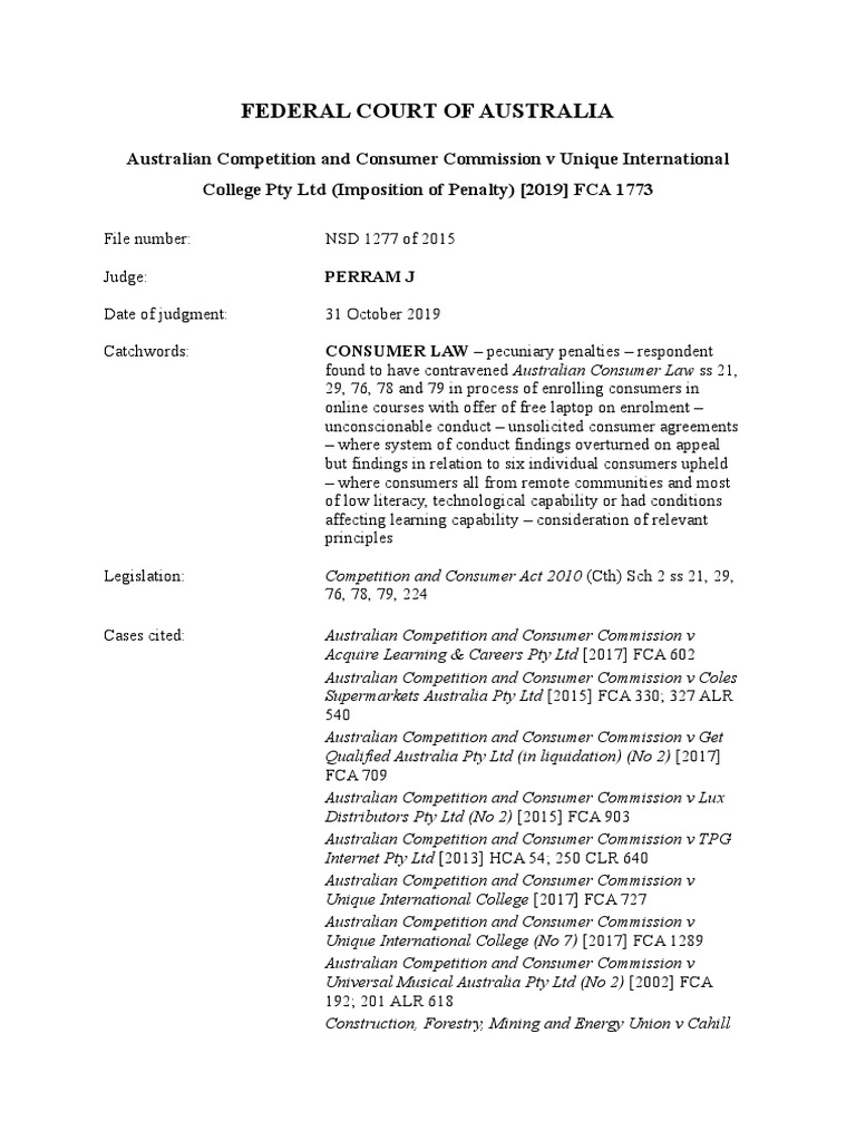Federal Court of Australia PDF Common Law Justice