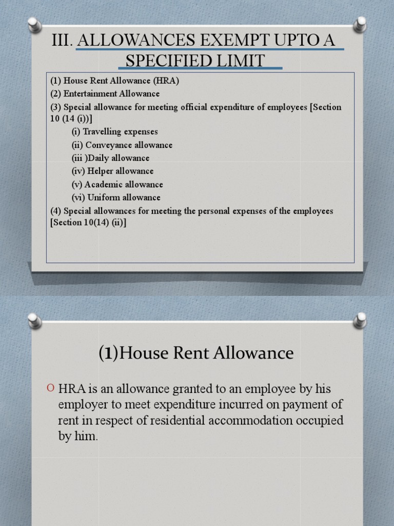 Iii. Allowances Exempt Upto A Specified Limit PDF Salary Employment