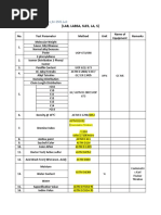 (Lab, Labsa, Sles, La, S) : No. Test Parameter Method Unit Name of Equipment Remarks